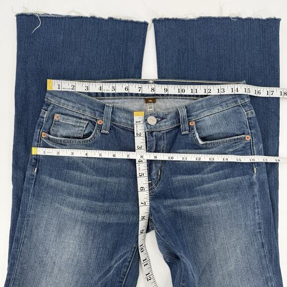 VTG Y2K FOSSIL Flare Women’s Jeans Worn Boot Cut 28 X 32 Raw Edge USA Made Low - Picture 7 of 8